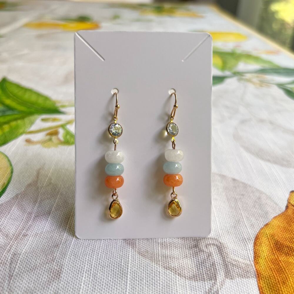 Citrine Earrings, Fruit Colorful Casual Gradient Stone Beaded Crystal Earrings